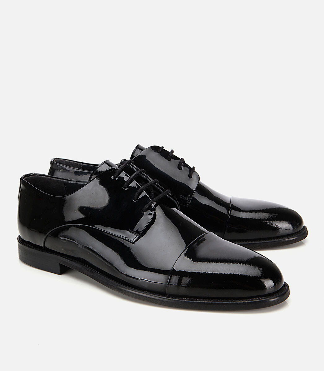 Erkek Rugan Deri Siyah Klasik Ayakkabı