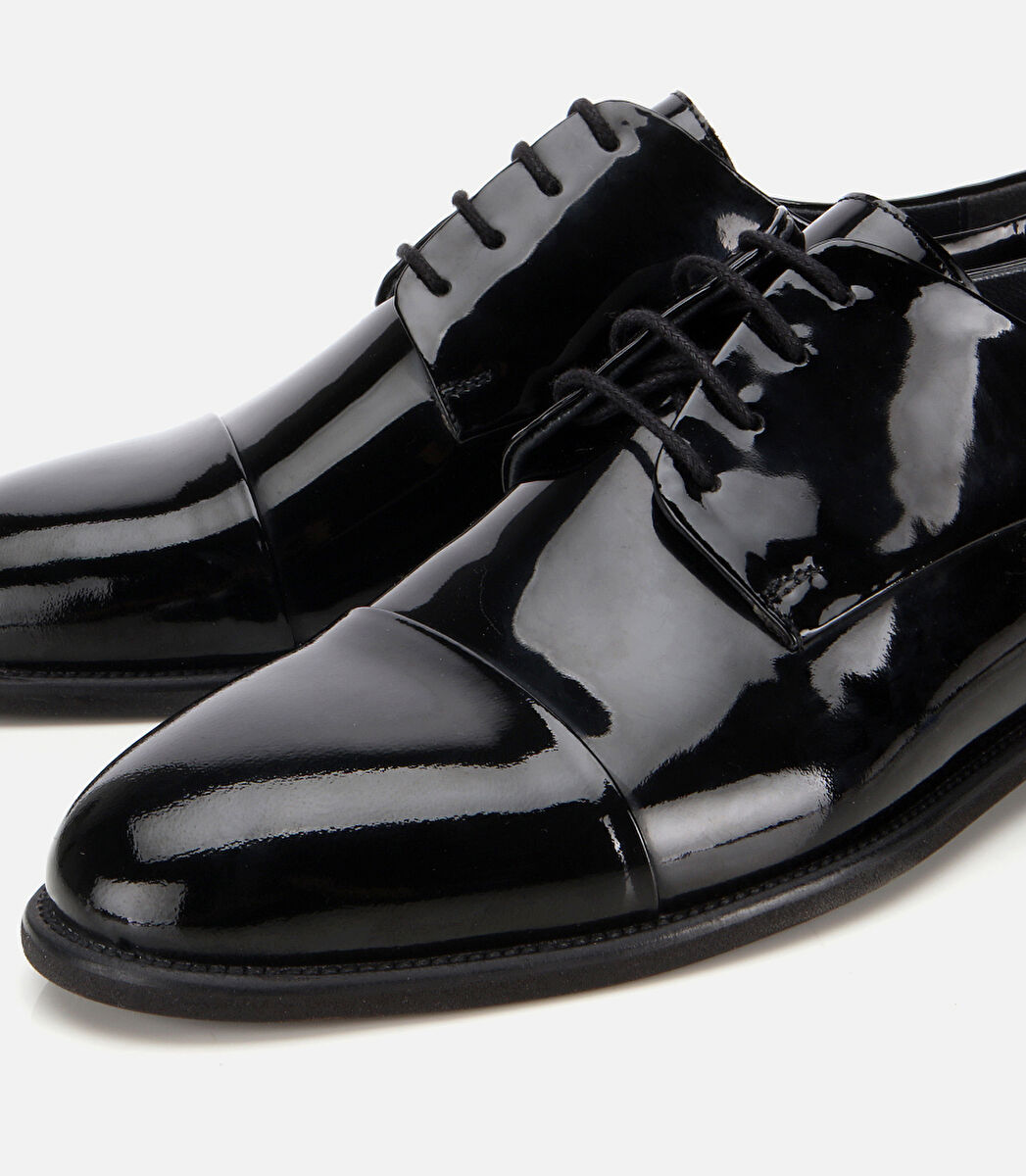 Erkek Rugan Deri Siyah Klasik Ayakkabı