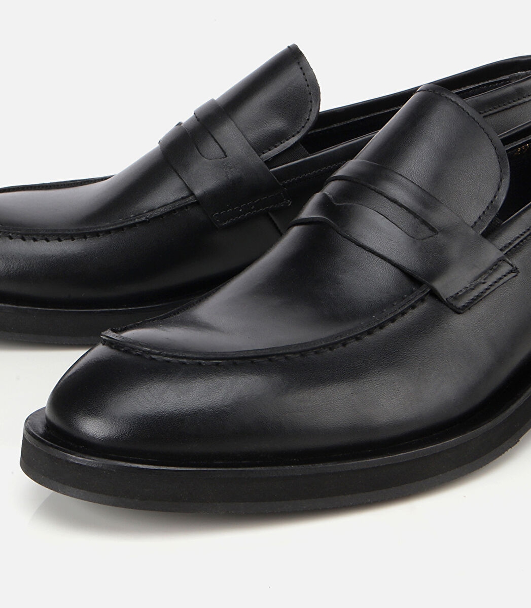 Erkek Deri Siyah Klasik Loafer Ayakkabı