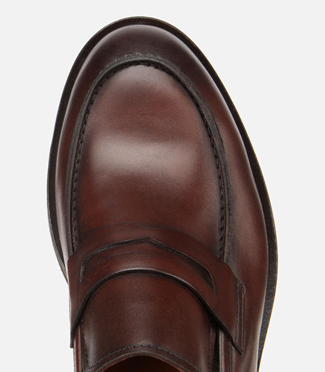 Erkek Deri Kahverengi Klasik Loafer Ayakkabı