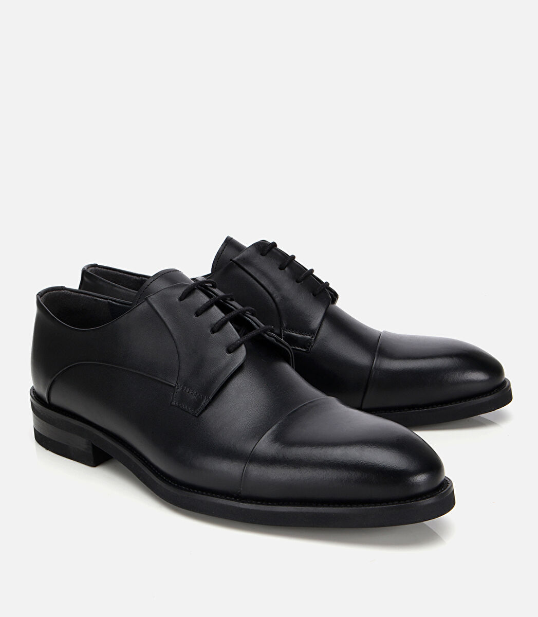 Erkek Deri Siyah Bağcıklı Klasik Ayakkabı