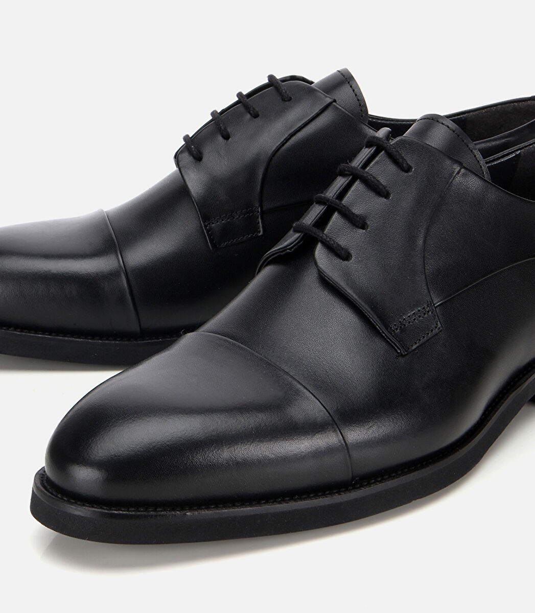 Erkek Deri Siyah Bağcıklı Klasik Ayakkabı