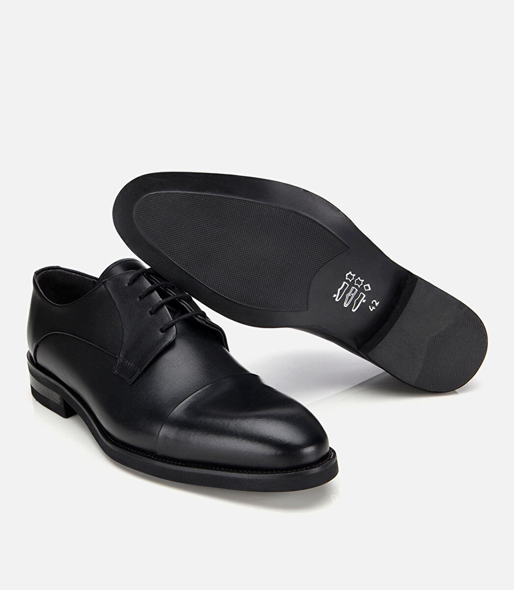Erkek Deri Siyah Bağcıklı Klasik Ayakkabı