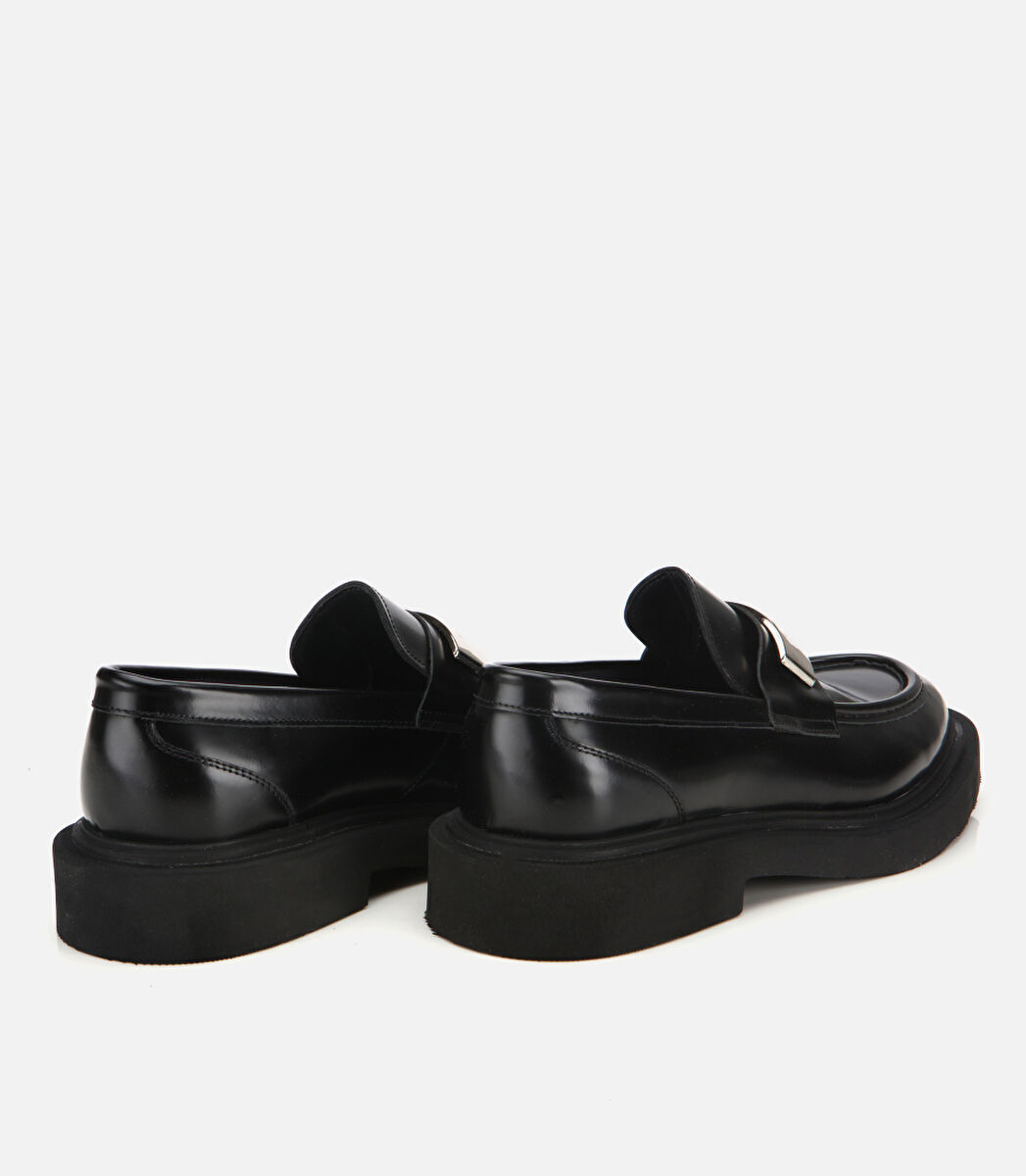 Erkek Açma Deri Metal Tokalı Hafif Tabanlı Klasik Loafer