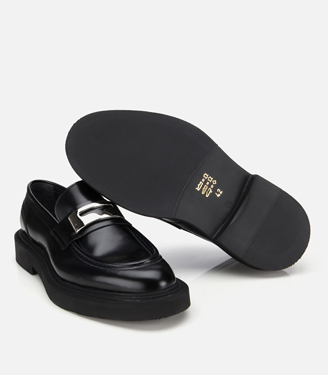 Erkek Açma Deri Metal Tokalı Hafif Tabanlı Klasik Loafer