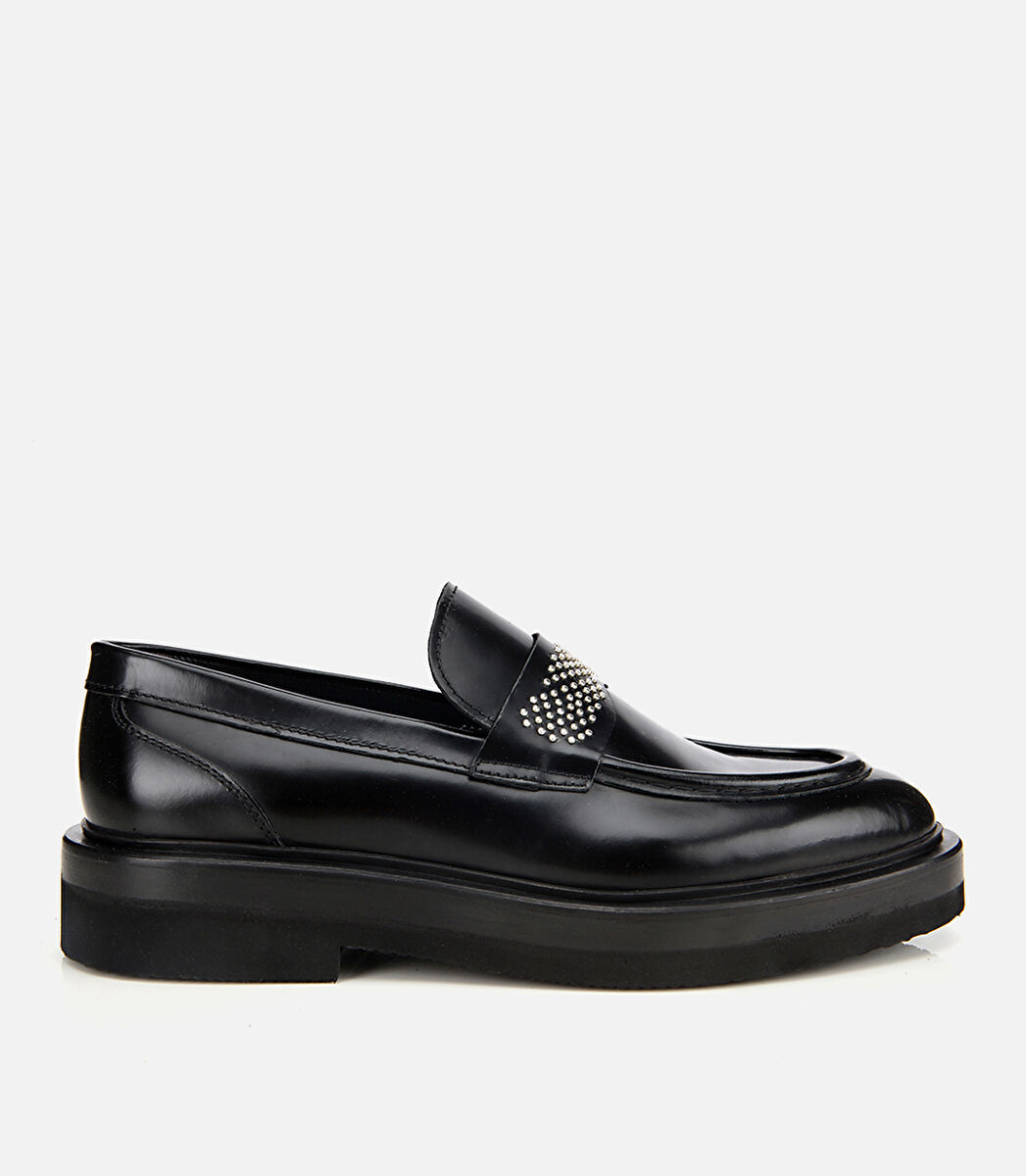 Erkek Açma Deri Taşlı Klasik Loafer
