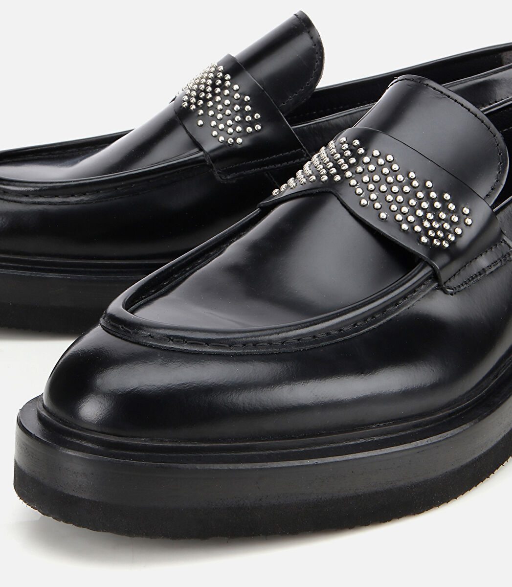 Erkek Açma Deri Taşlı Klasik Loafer