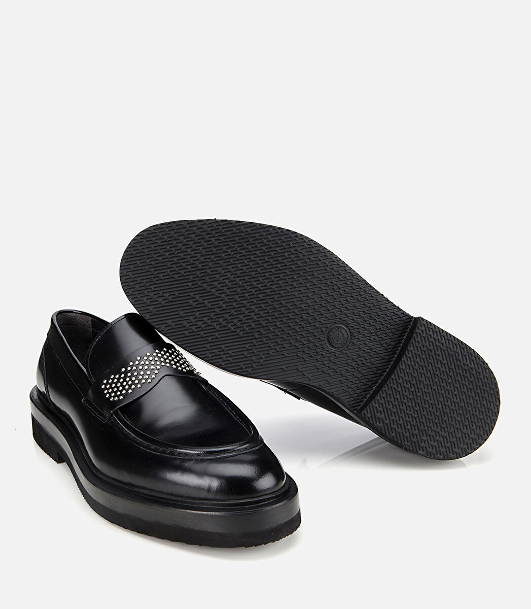 Erkek Açma Deri Taşlı Klasik Loafer