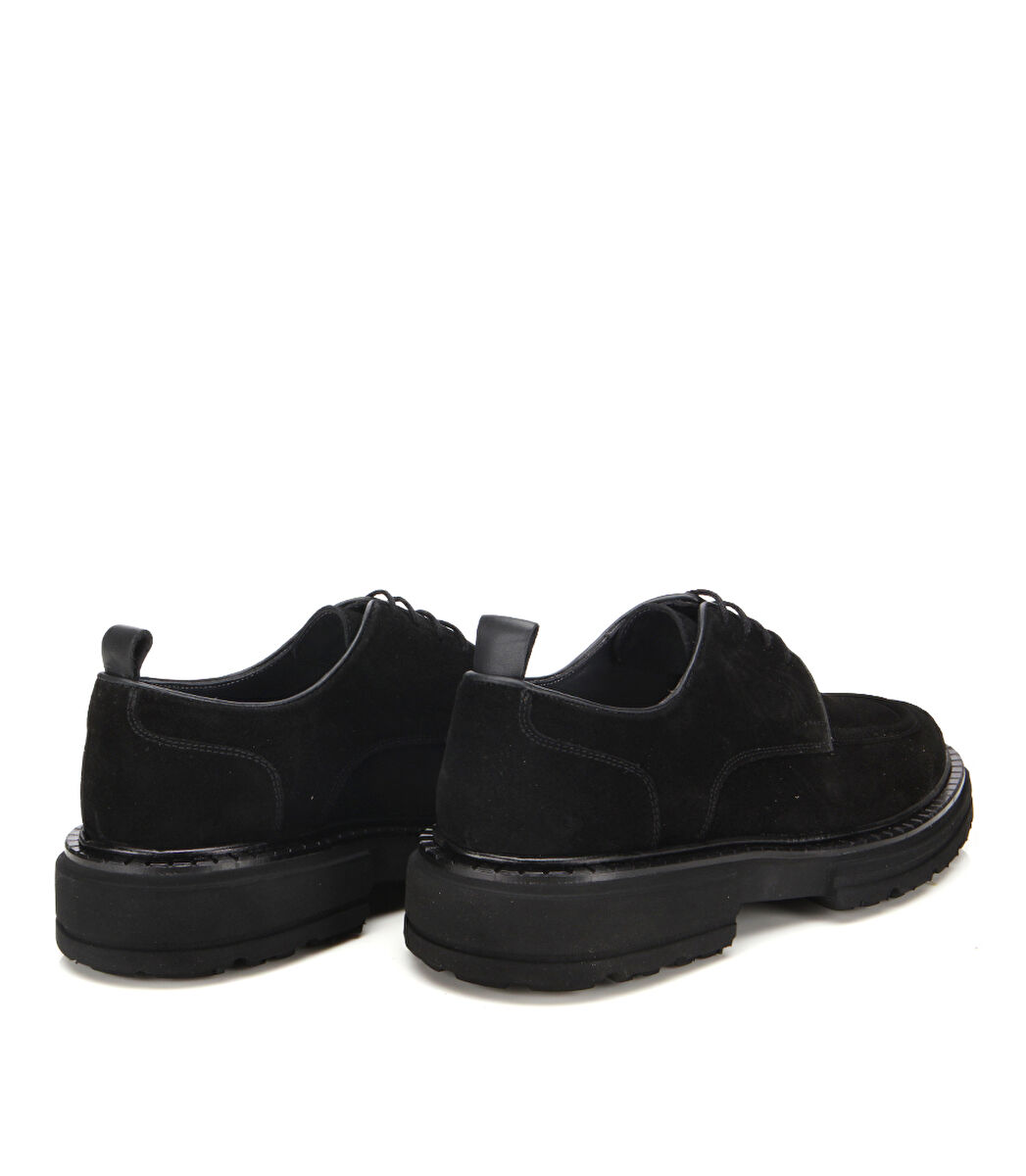 Erkek Süet Deri Siyah Kalın Tabanlı Günlük Ayakkabı