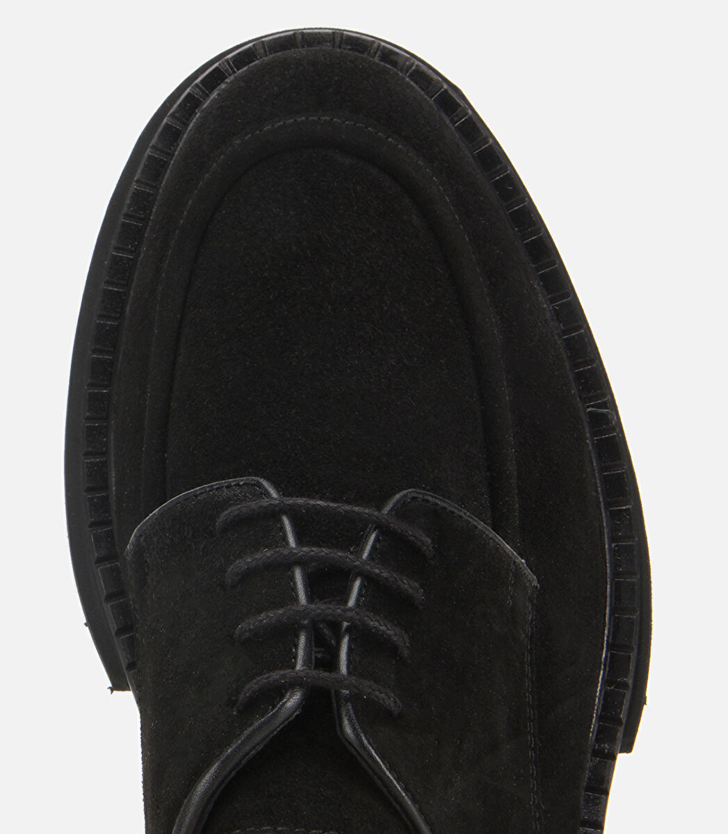 Erkek Süet Deri Siyah Kalın Tabanlı Günlük Ayakkabı