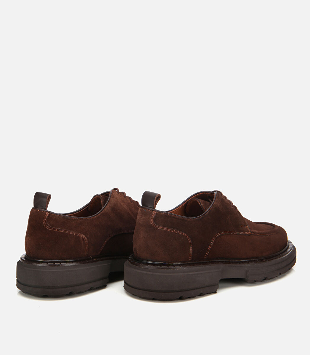 Erkek Süet Deri Kahverengi Kalın Tabanlı Günlük Ayakkabı