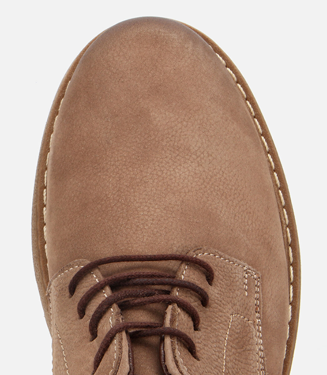 Erkek Nubuk Deri Bej Termo Taban Günlük Ayakkabı