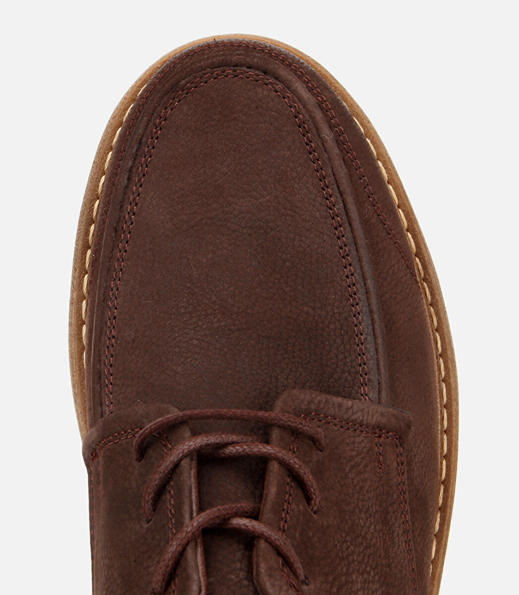 Erkek Nubuk Deri Kahverengi Kalın Tabanlı Günlük Ayakkabı