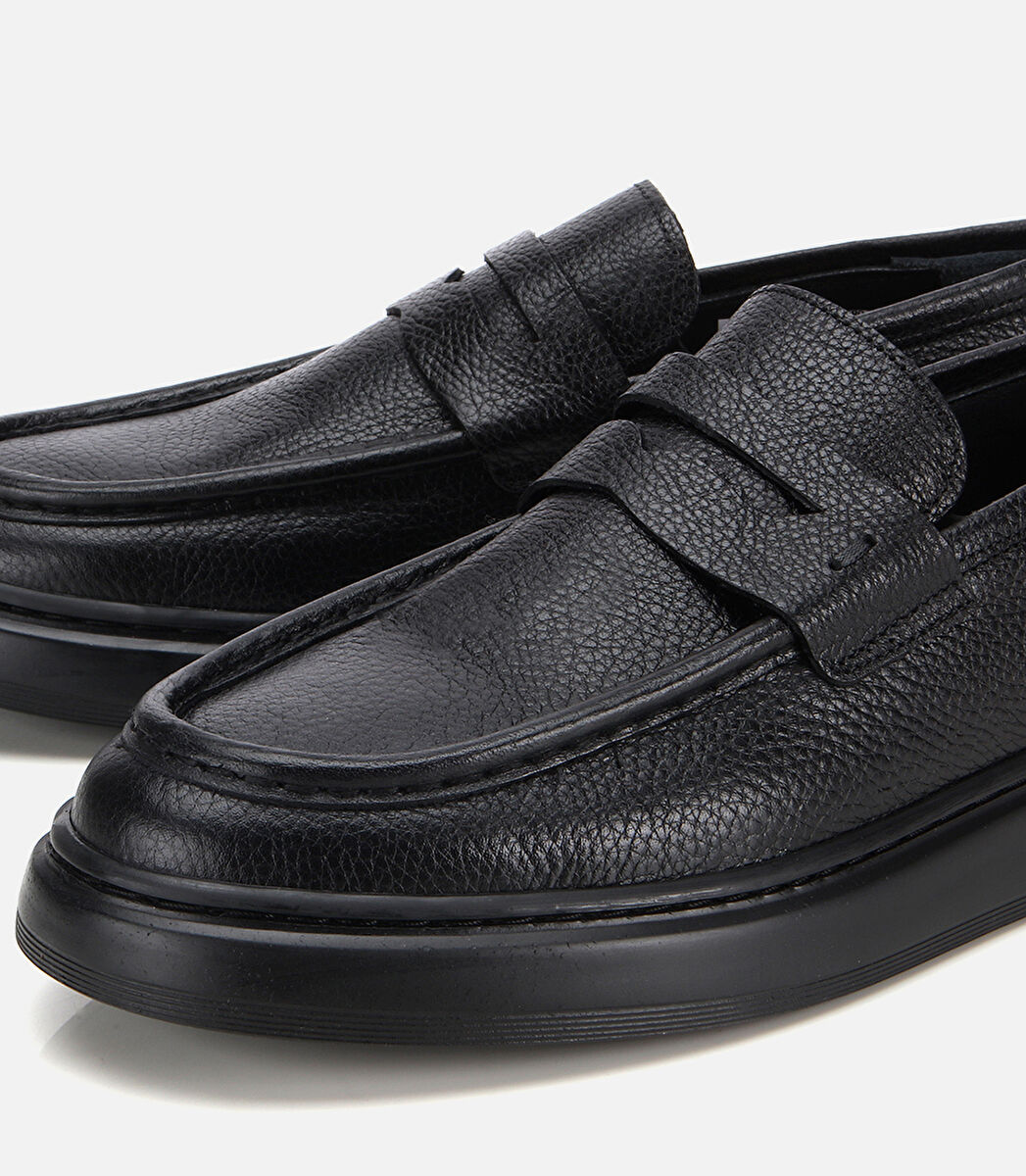 Erkek Deri Siyah Yumuşak Dokulu Klasik Loafer