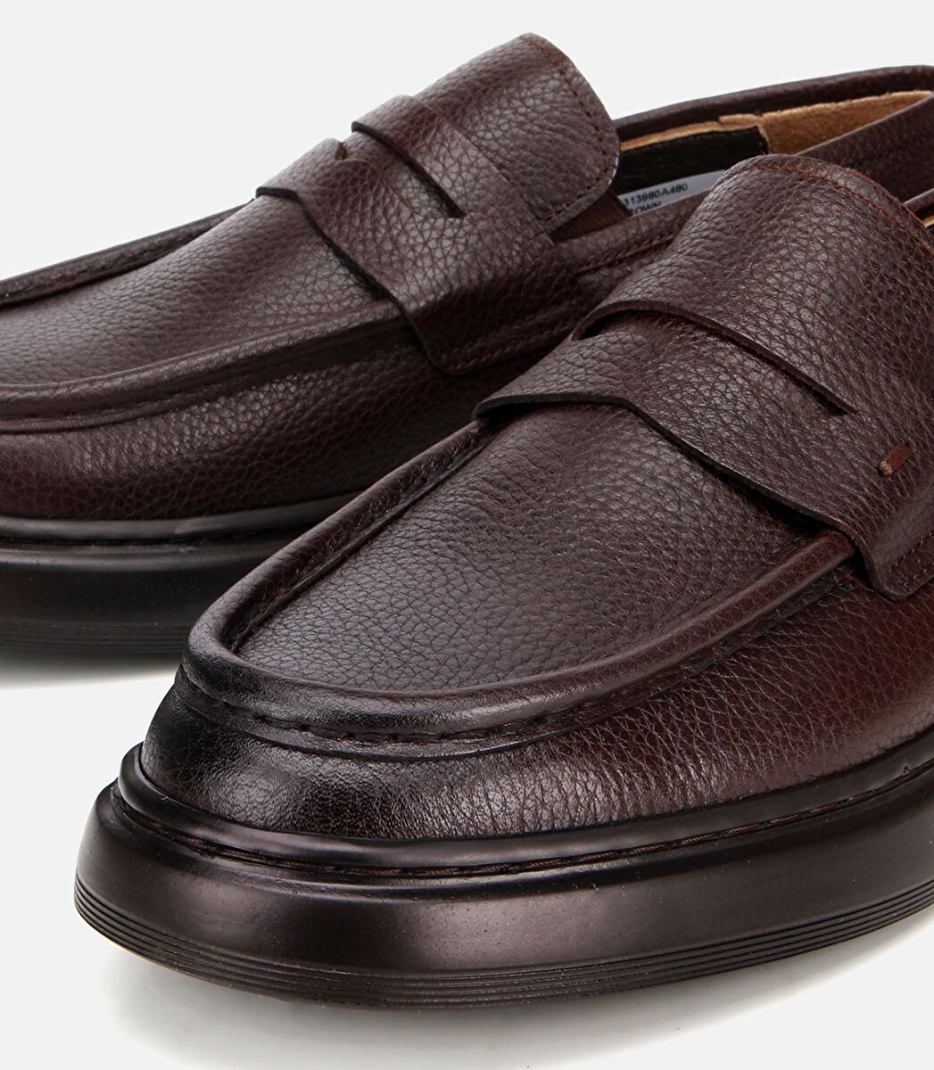 Erkek Deri Kahverengi Yumuşak Dokulu Klasik Loafer