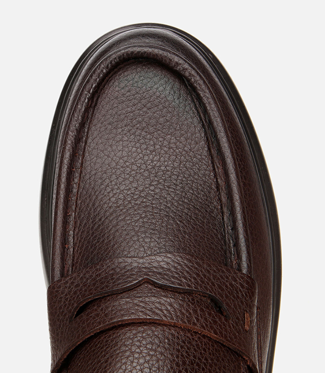 Erkek Deri Kahverengi Yumuşak Dokulu Klasik Loafer