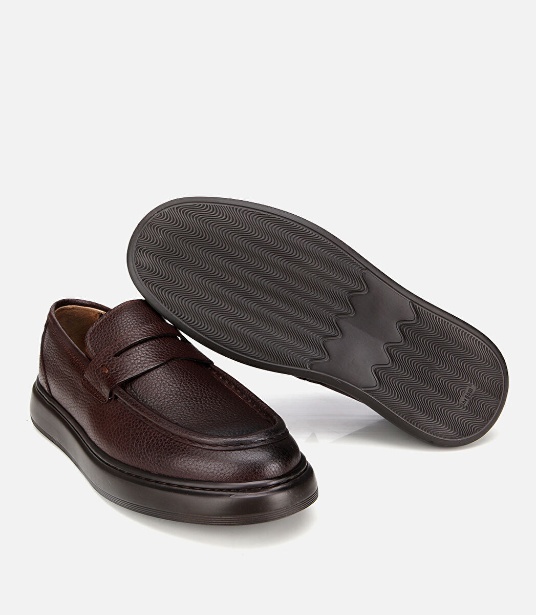 Erkek Deri Kahverengi Yumuşak Dokulu Klasik Loafer