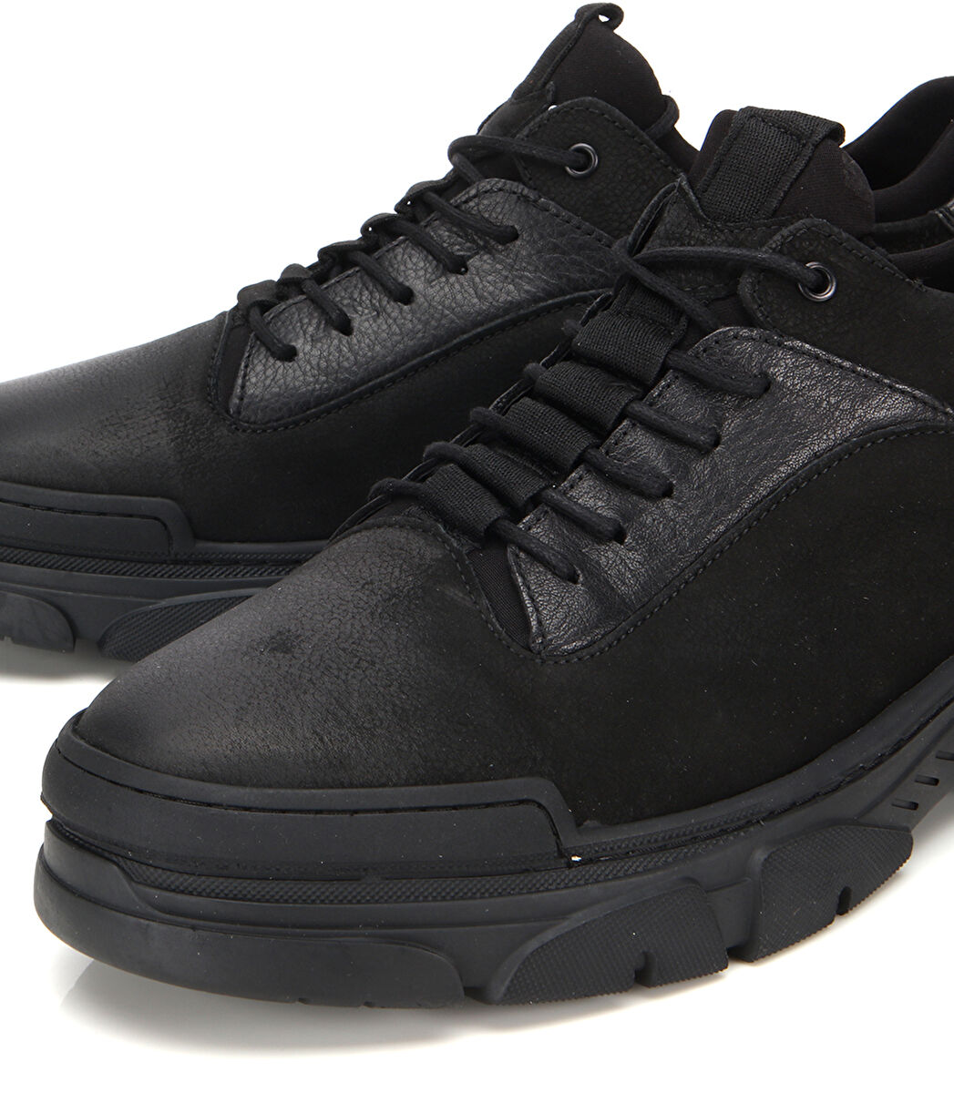 Erkek Nubuk Deri Siyah Comfort Spor Ayakkabı