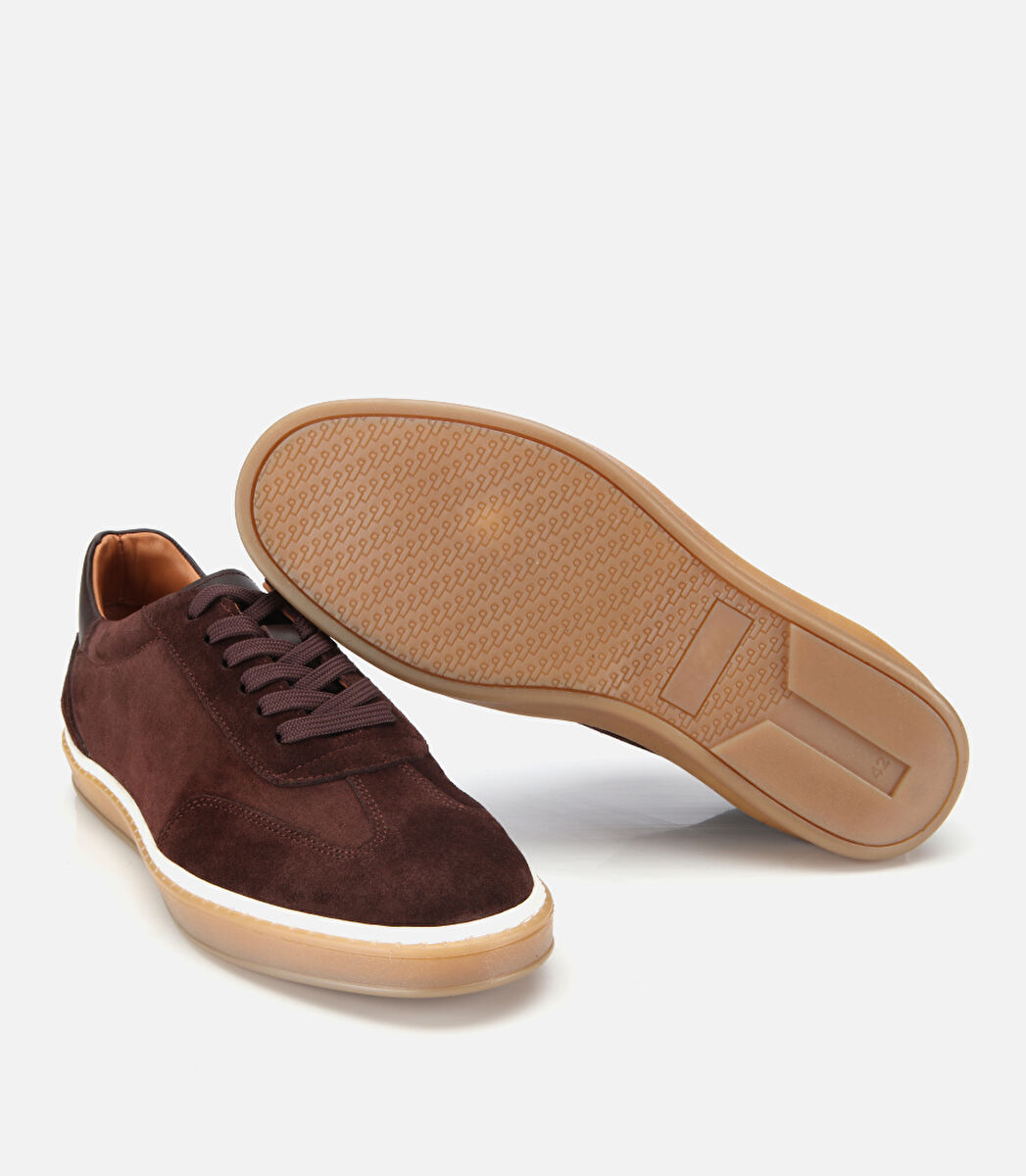 Erkek Süet Deri Kahverengi Düz Günlük Ayakkabı