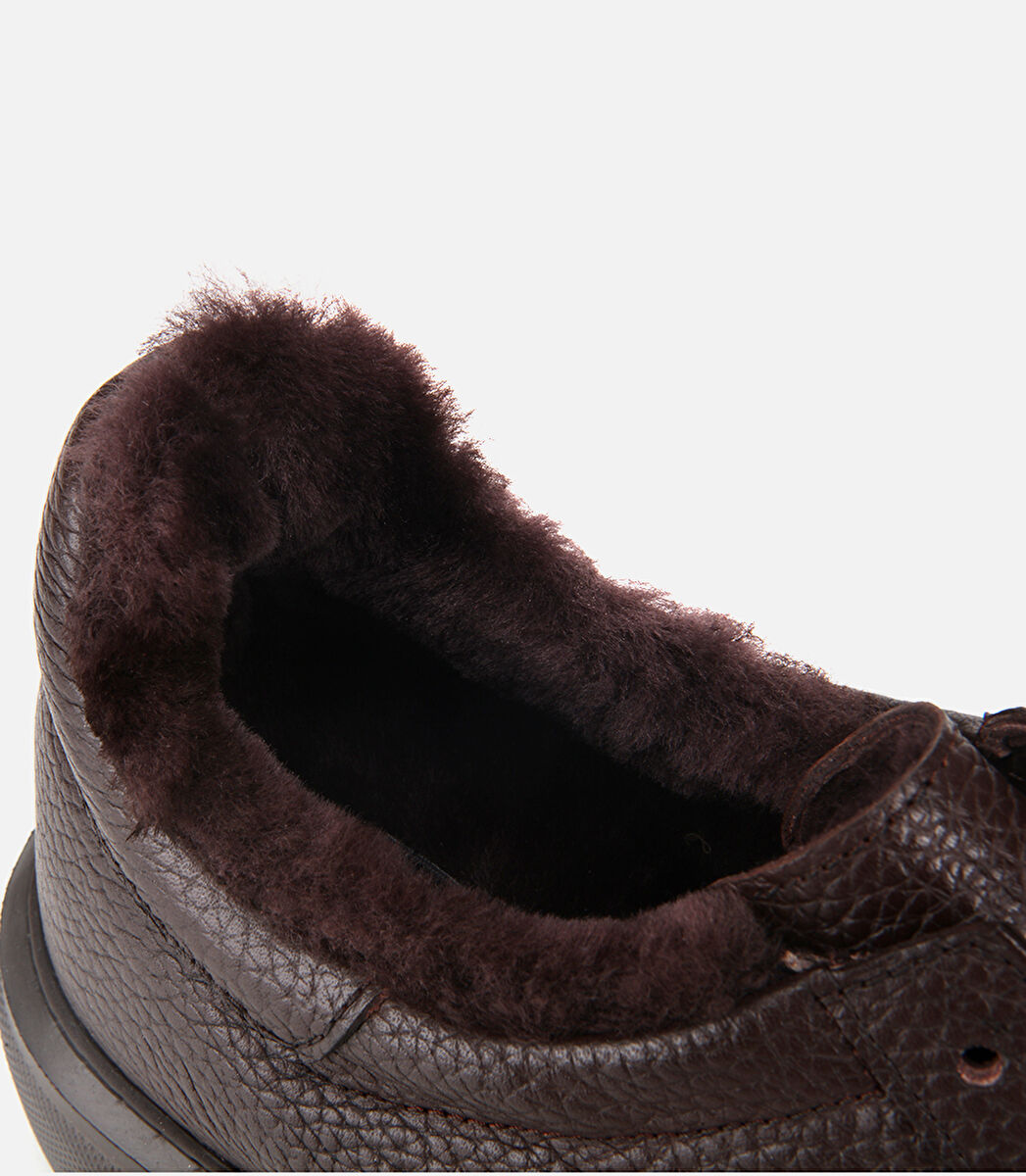 Erkek Deri Kahverengi İçi Kürklü Düz Günlük Ayakkabı