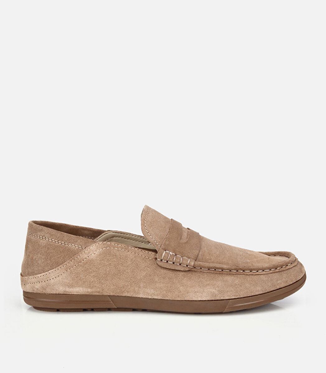 Erkek Süet Deri Açık Kahverengi Comfort Loafer Ayakkabı