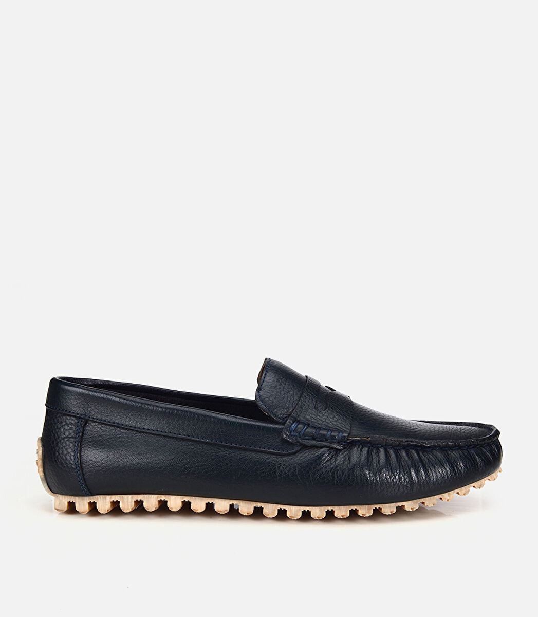 Erkek Deri Lacivert Comfort Günlük Loafer