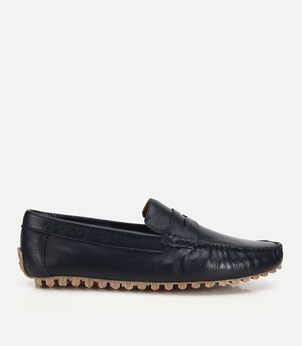 Erkek Deri Lacivert Comfort Günlük Loafer