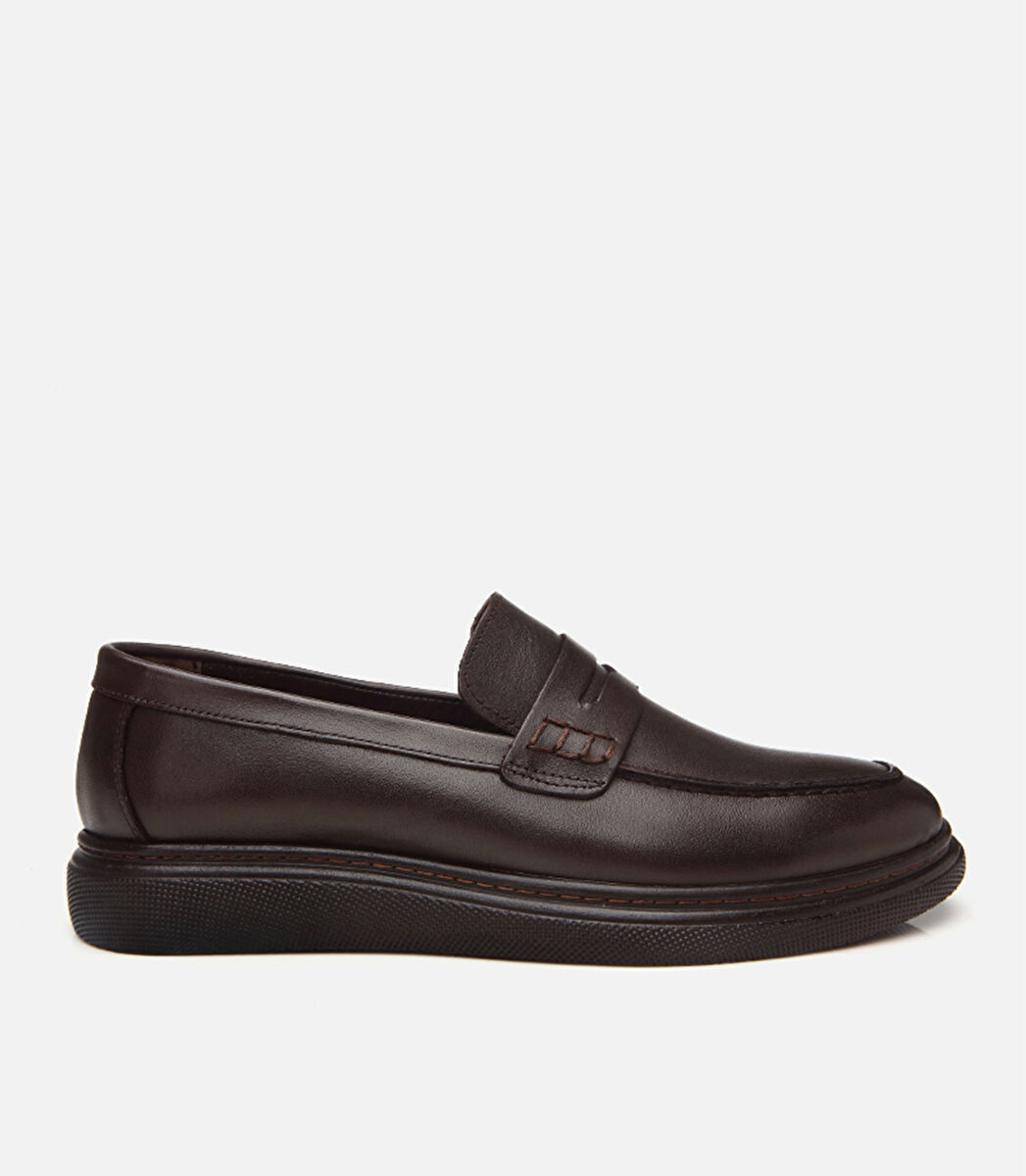 Erkek Deri Kahverengi Hafif Tabanlı Klasik Loafer
