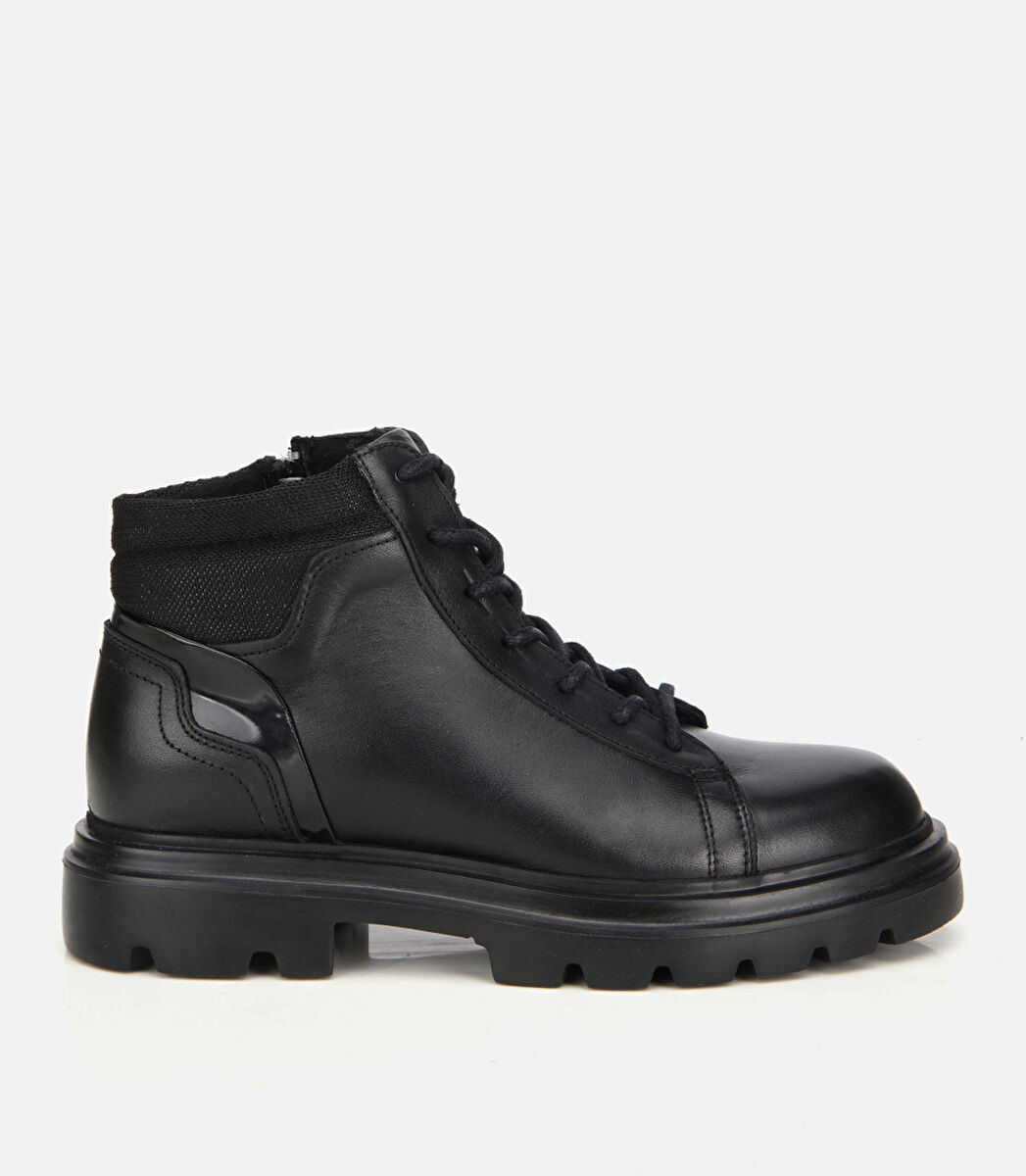 Erkek Deri Siyah Kalın Tabanlı Casual Bot