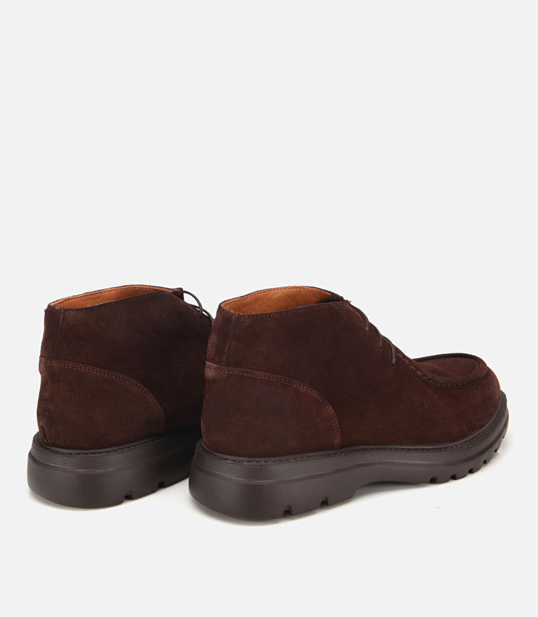 Erkek Süet Deri Kahverengi Dikiş Detaylı Chelsea Bot