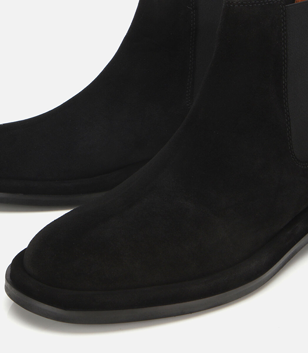 Erkek Süet Deri Siyah Lastik Detaylı Chelsea Bot