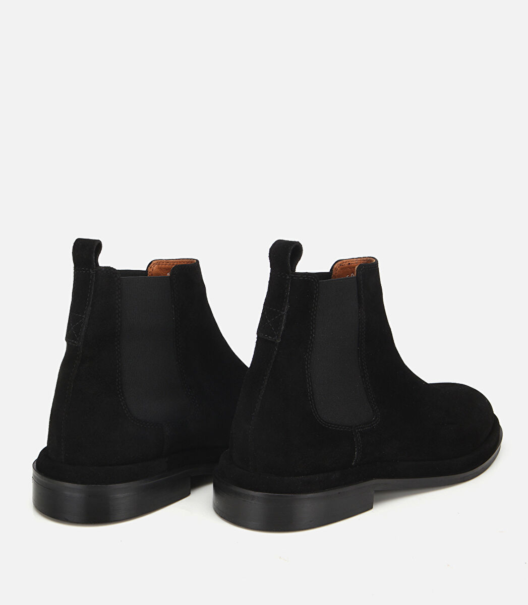 Erkek Süet Deri Siyah Lastik Detaylı Chelsea Bot