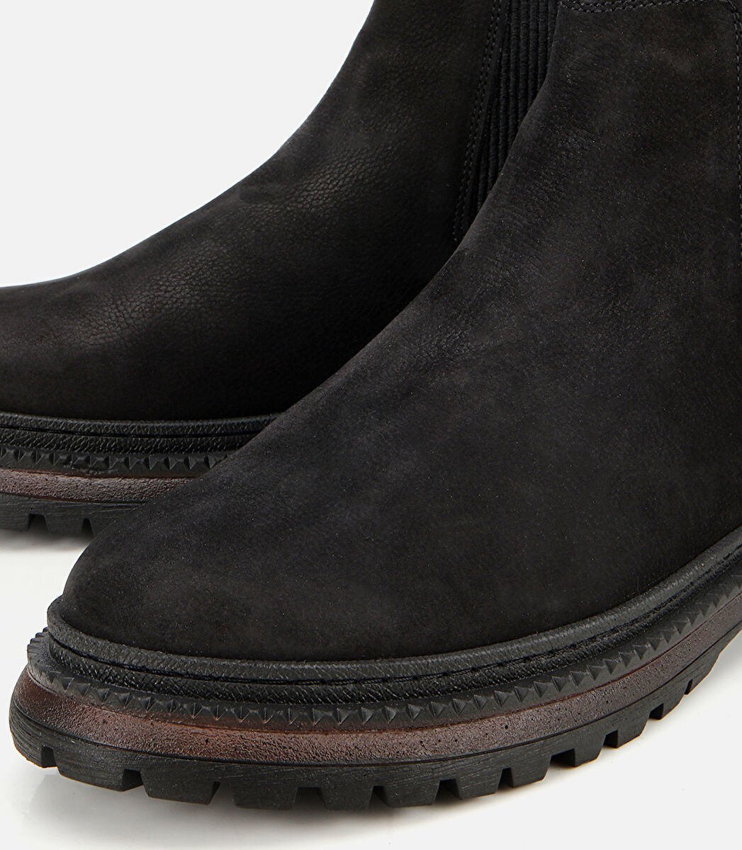 Erkek Nubuk Deri Siyah Lastik Detaylı Chelsea Bot