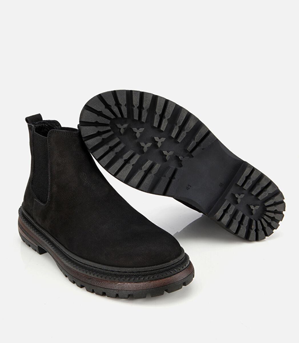 Erkek Nubuk Deri Siyah Lastik Detaylı Chelsea Bot