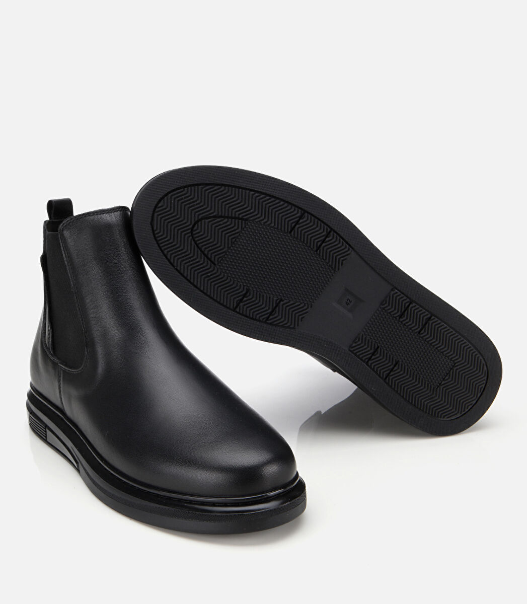 Erkek Deri Siyah Lastik Detaylı Comfort Chealsea Bot