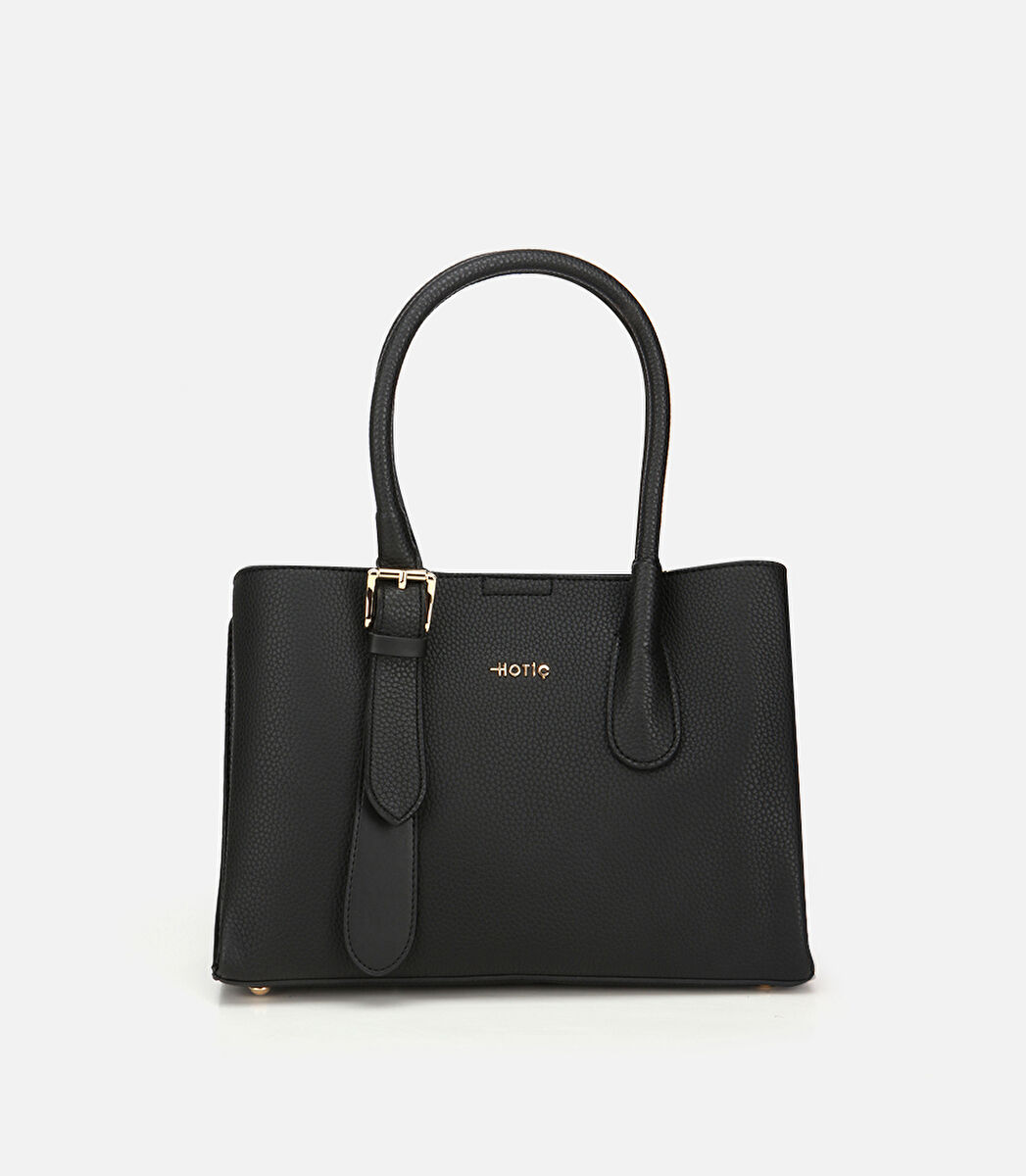 Kadın Siyah Kemer Detaylı Omuz Çantası