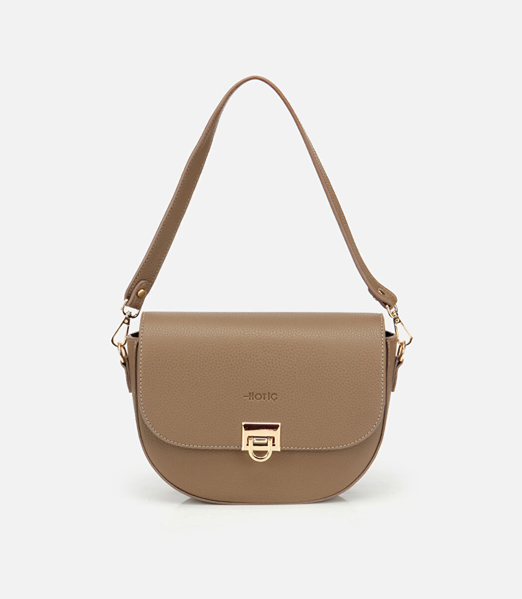 Kadın Vizon Gold Kilit Detaylı Omuz Çantası