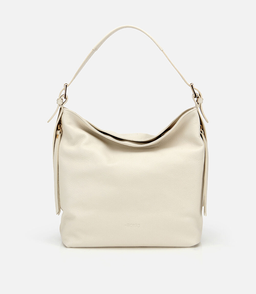 Kadın Deri Ekru Omuz Çantası