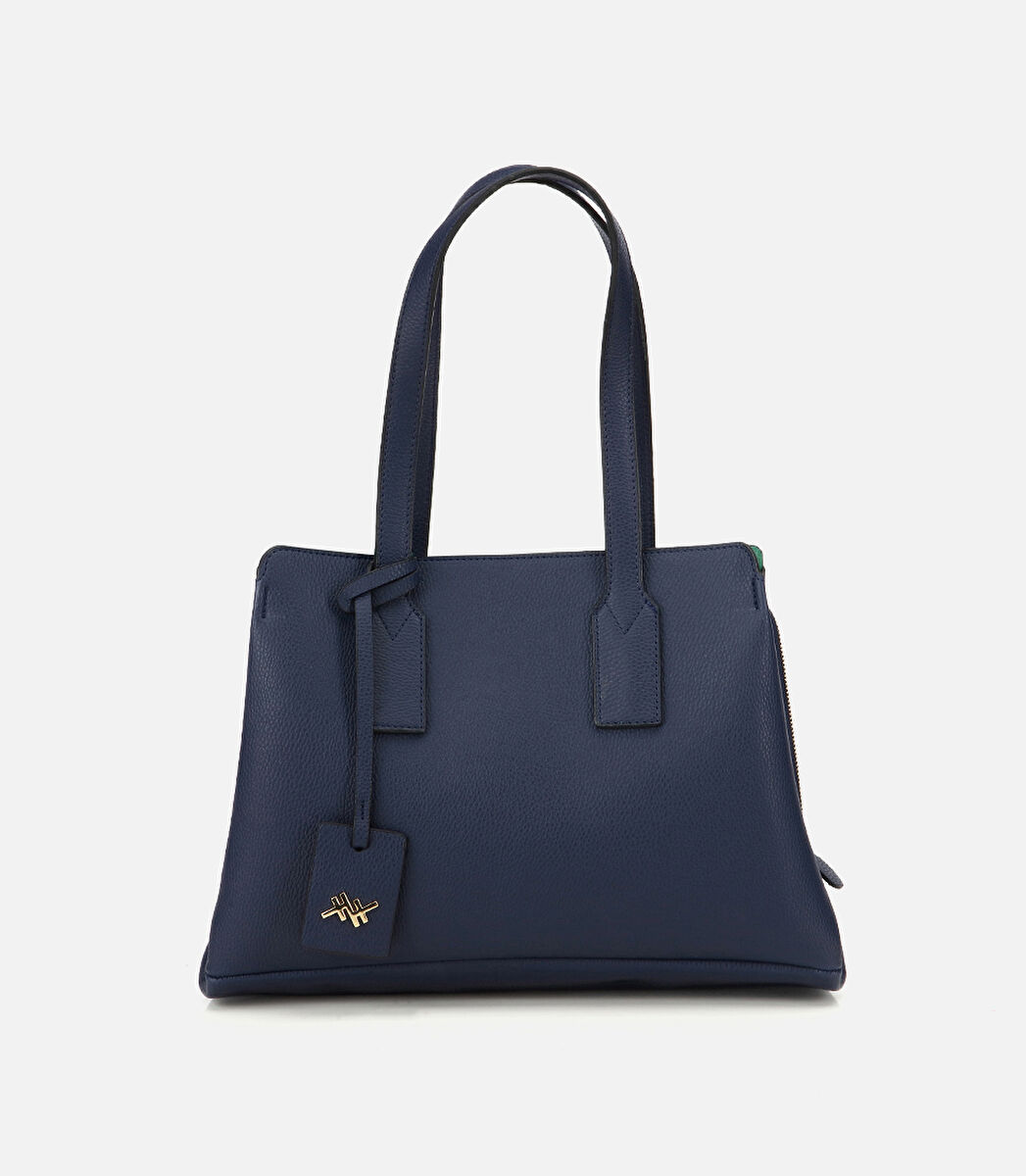 Kadın Lacivert Yumuşak Dokulu Omuz Çantası