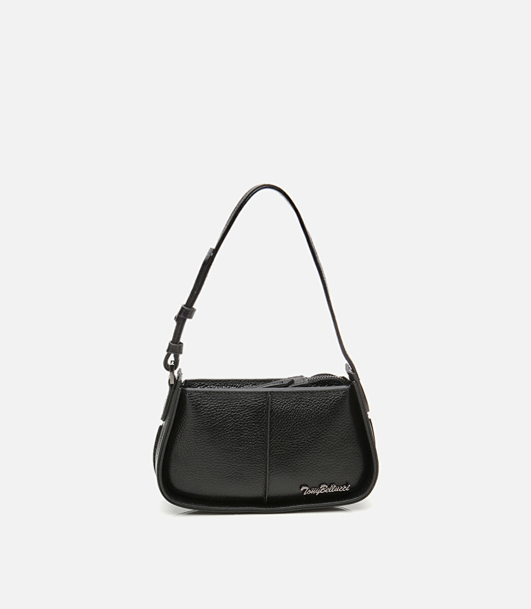 Kadın Deri Siyah Ayarlanabilir Askılı Mini Çanta