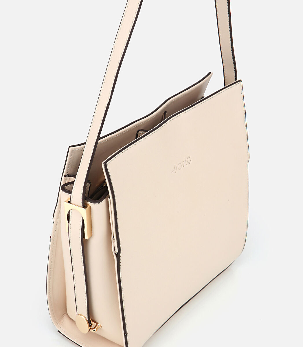 Kadın Deri Ekru Omuz Çantası