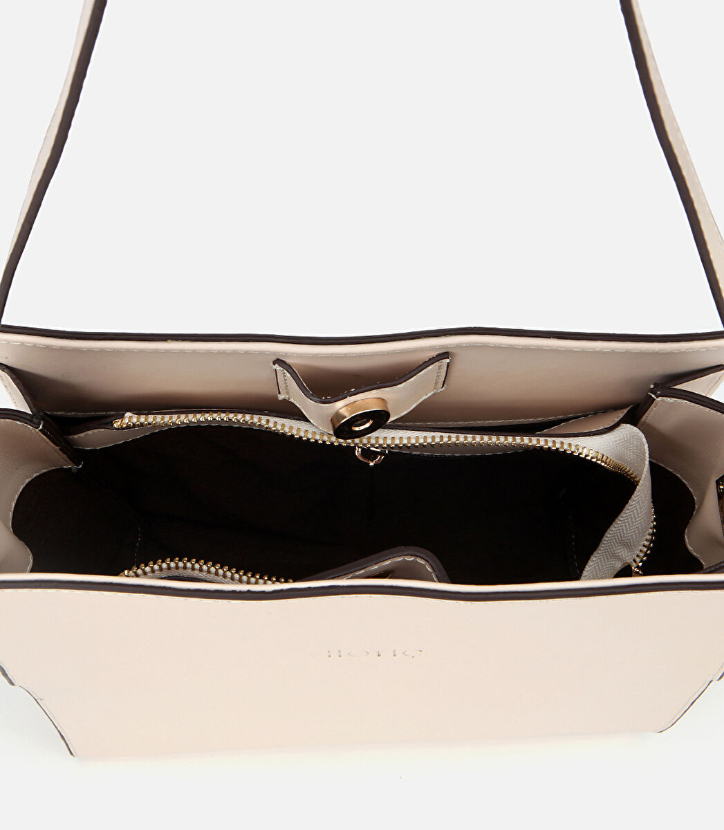 Kadın Deri Ekru Omuz Çantası