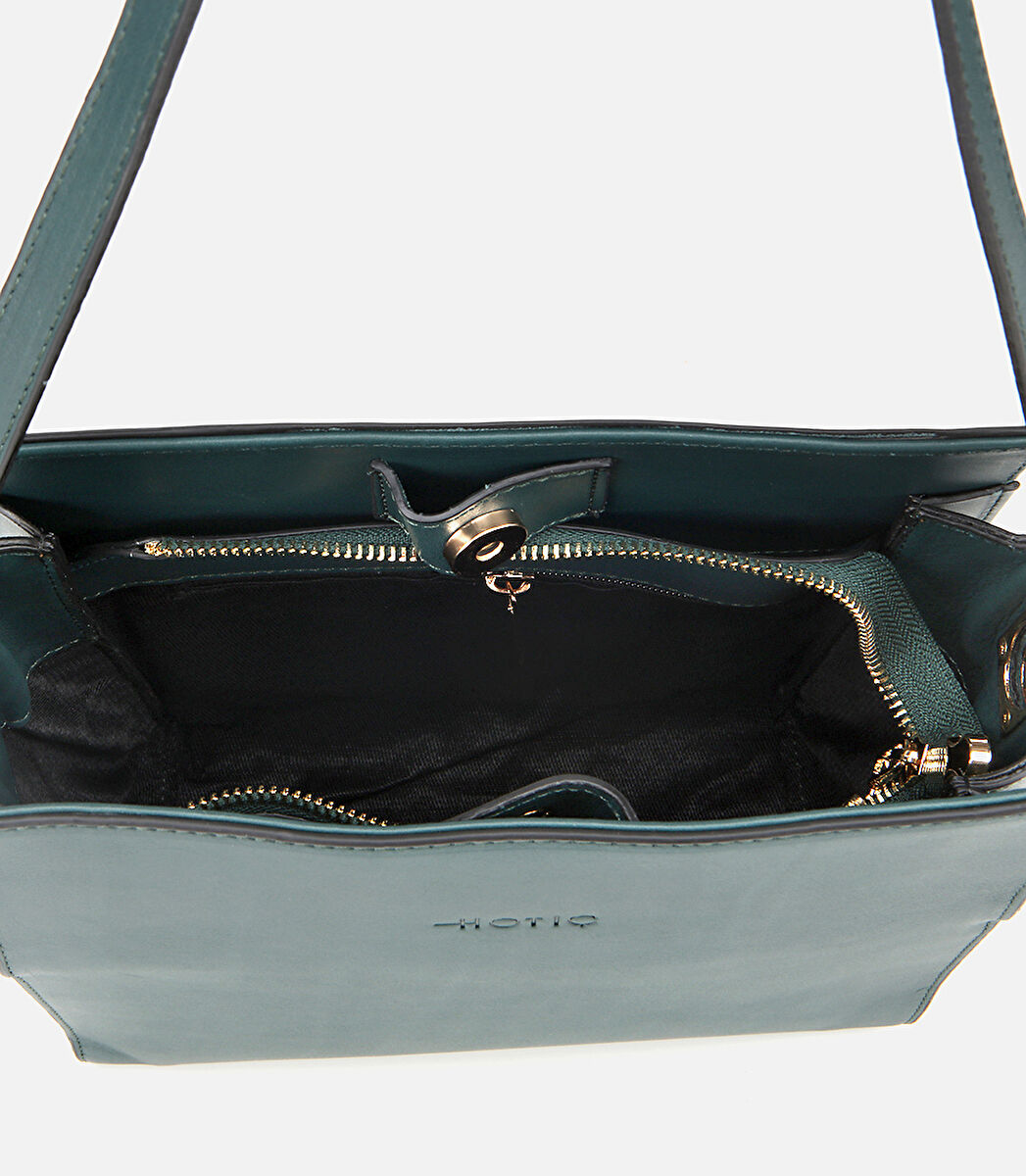 Kadın Deri Haki Omuz Çantası