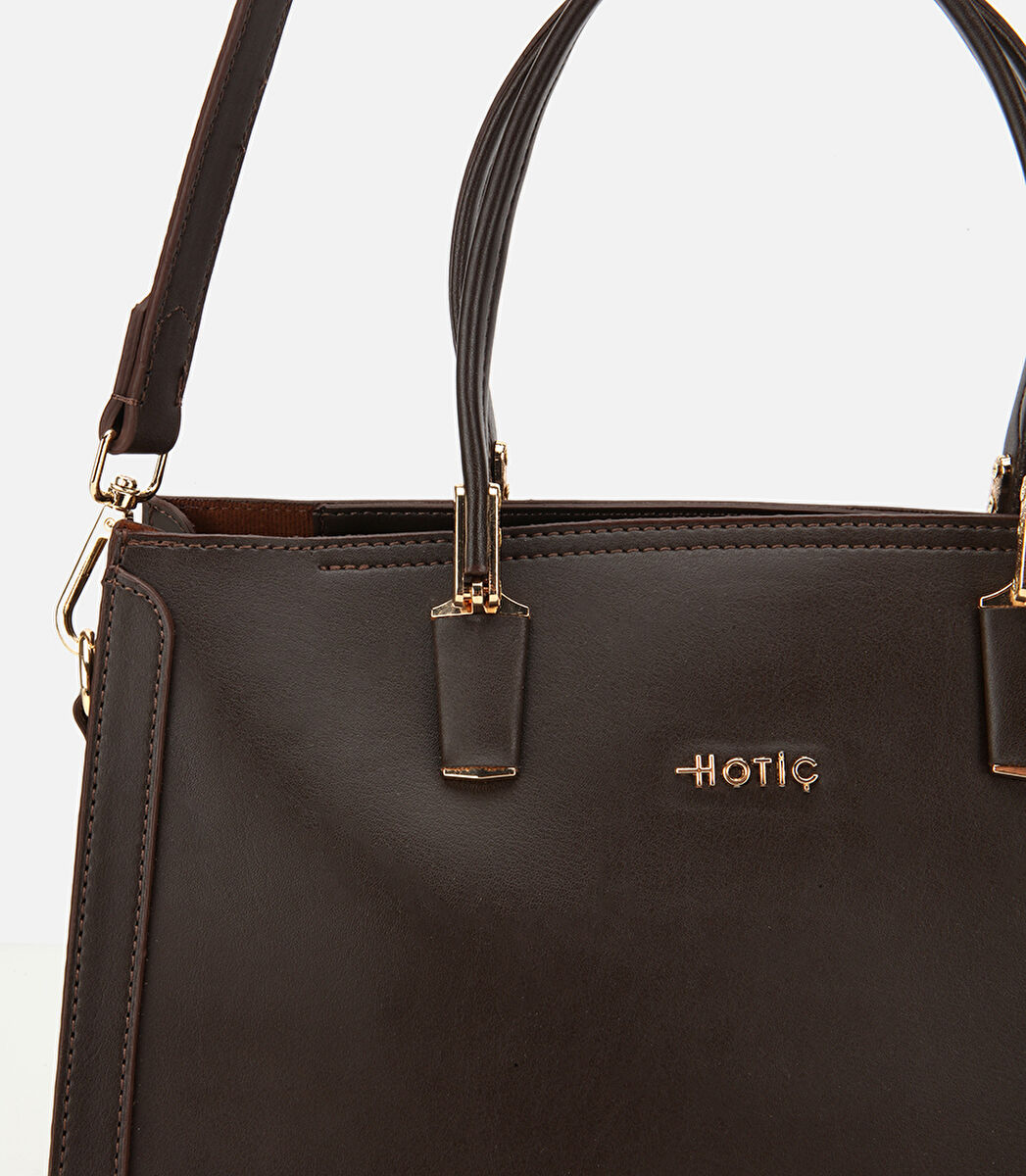 Kadın Kahverengi Fermuarlı Omuz Çantası