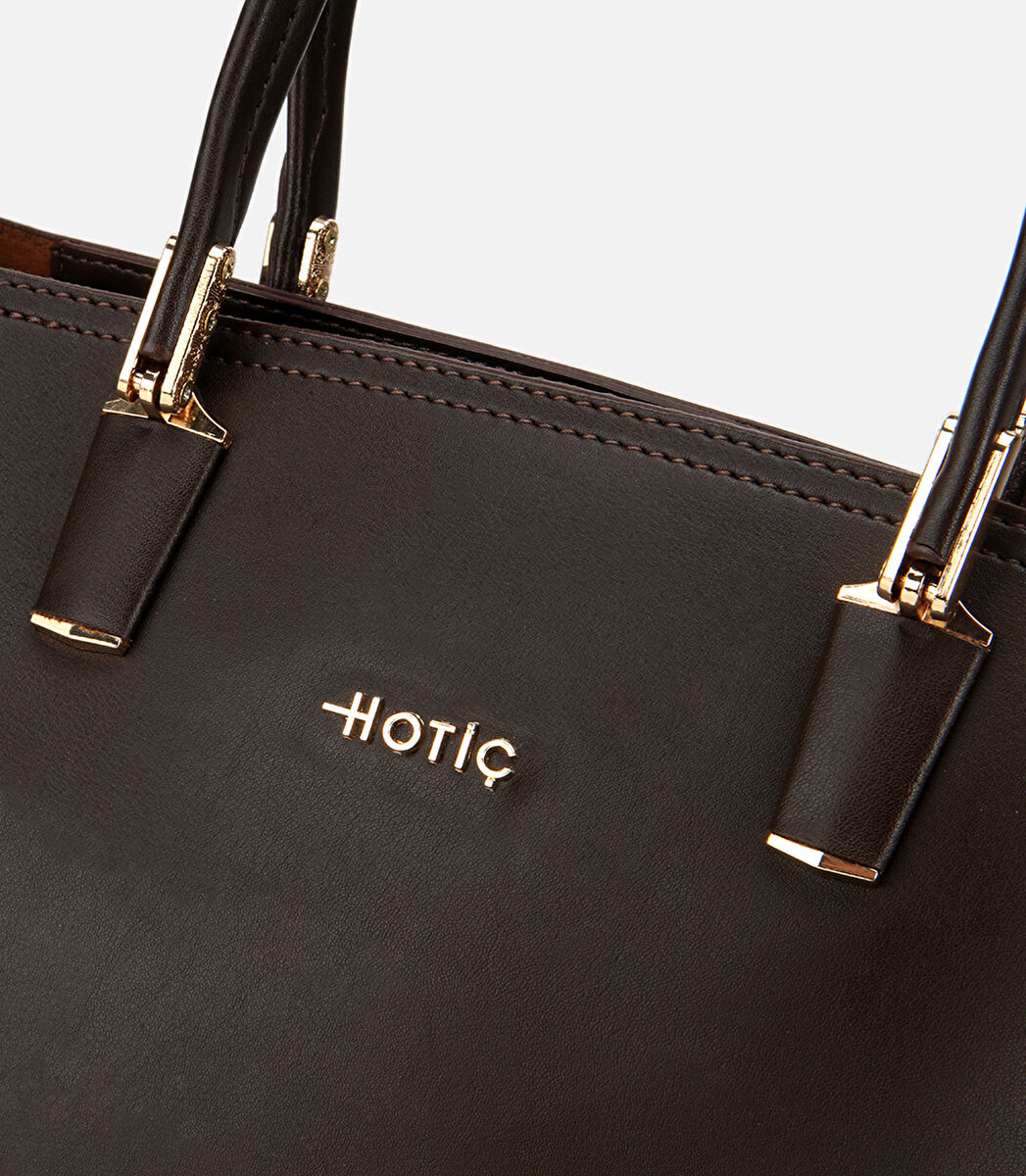 Kadın Kahverengi Fermuarlı Omuz Çantası