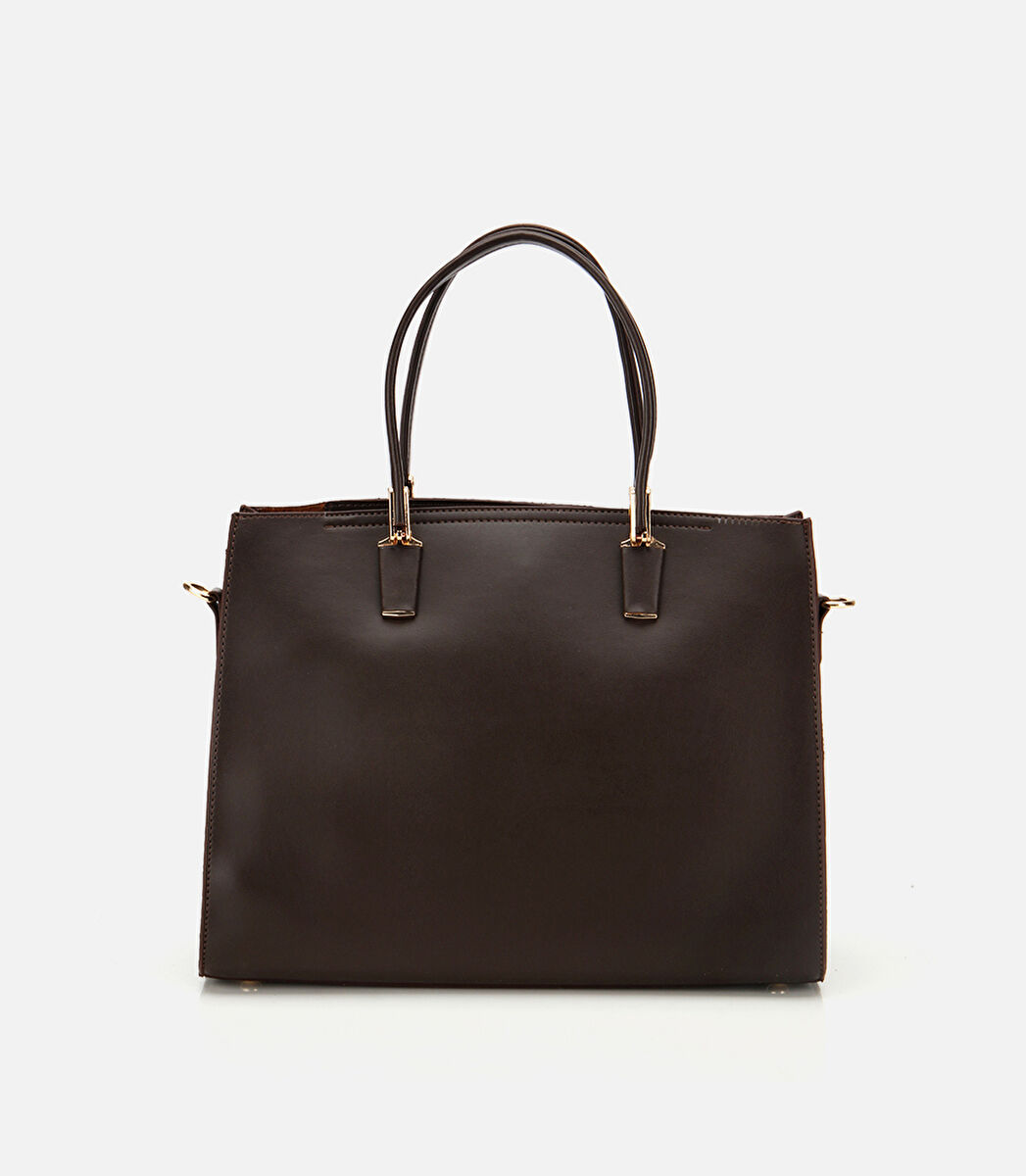 Kadın Kahverengi Fermuarlı Omuz Çantası