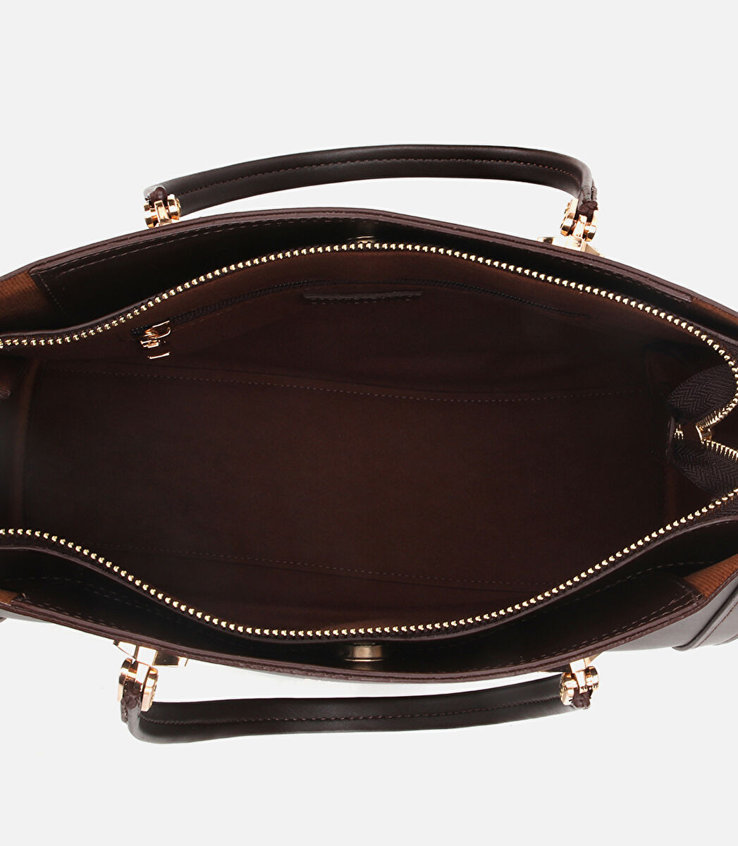 Kadın Kahverengi Fermuarlı Omuz Çantası