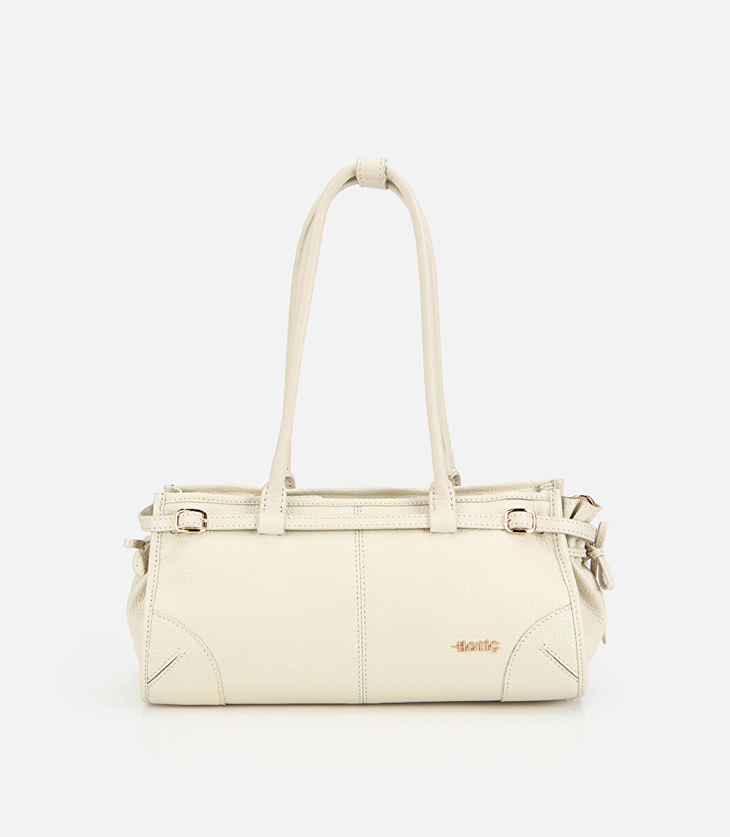 Kadın Deri Beyaz Bowling Omuz Çantası