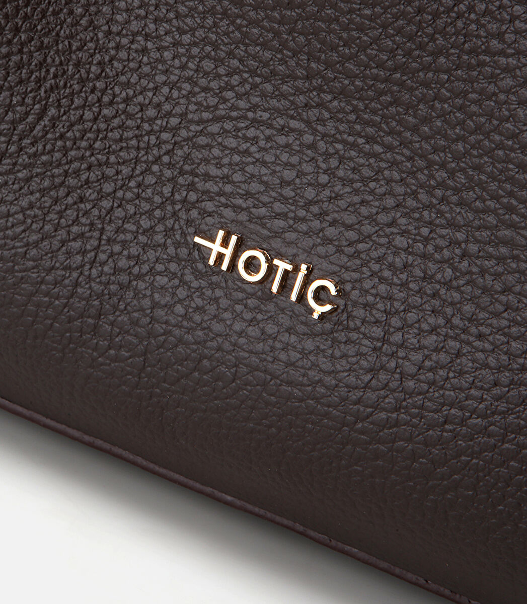 Kadın Deri Kahverengi Fermuarlı Omuz Çantası