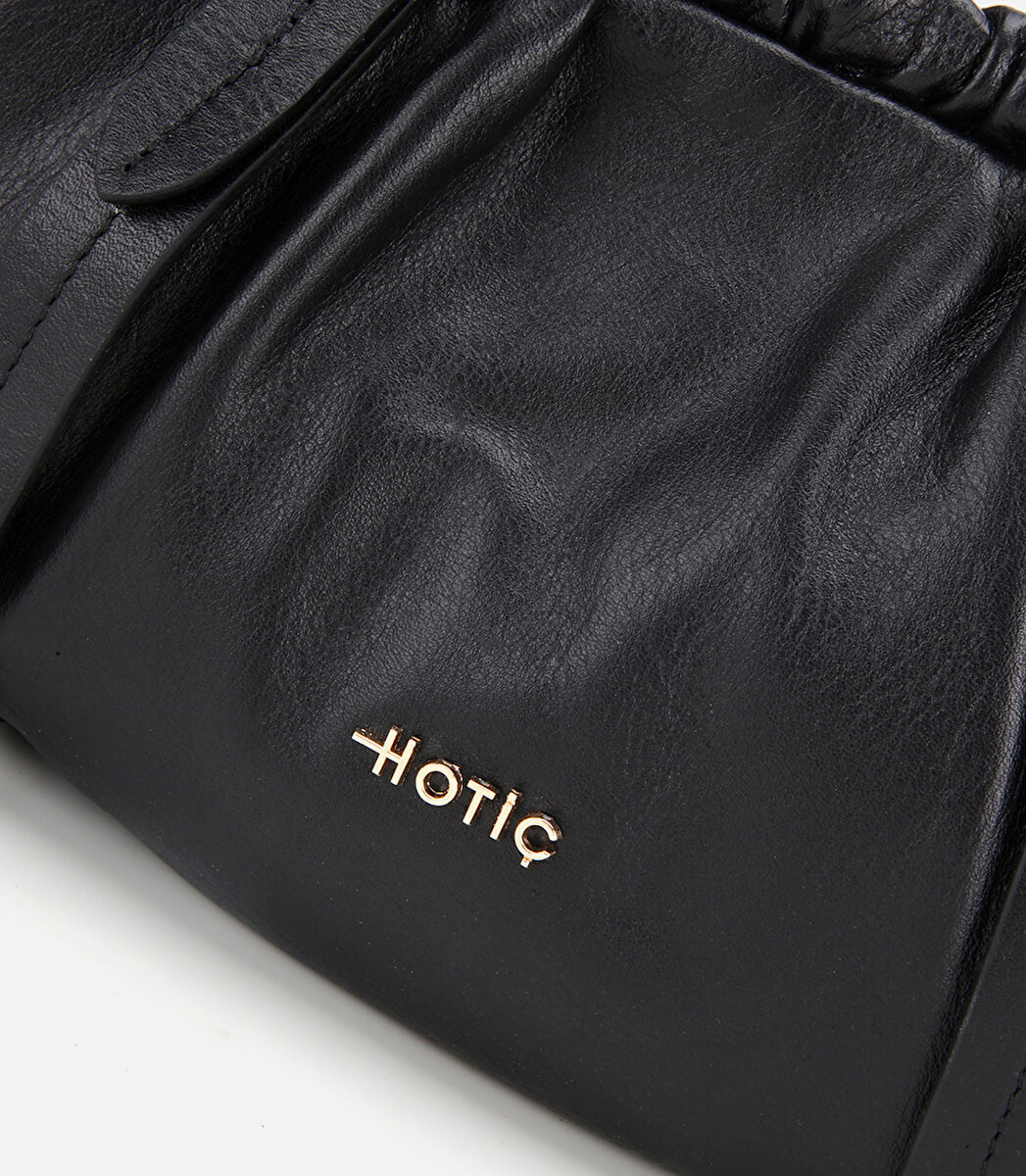 Kadın Deri Siyah Yumuşak Dokulu Bowling Omuz Çantası